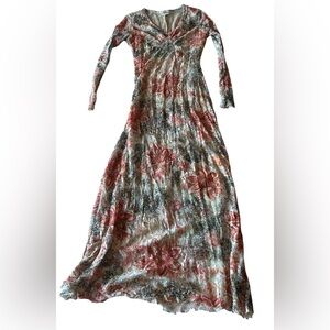 Elegant Floral Long Sleeve Maxi Dress